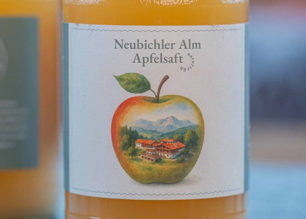 Apfelsaft Neubichler Alm aus eigener Herstellung