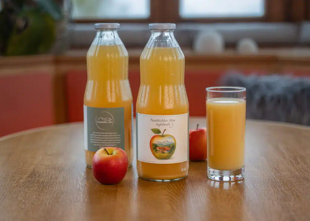 Apfelsaft Neubichler Alm aus eigener Herstellung